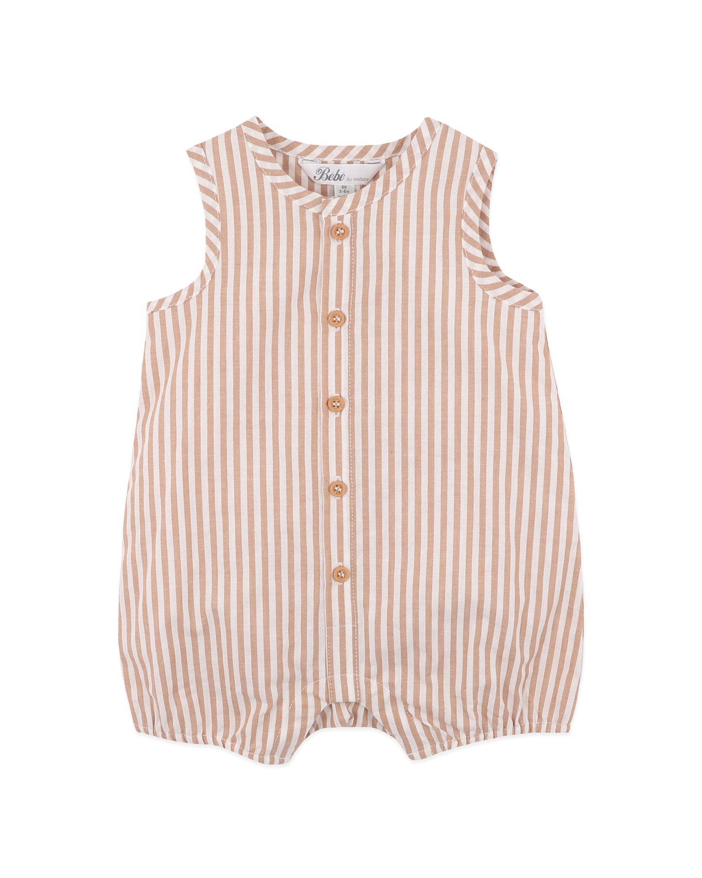 Minihaha Brady Stripe Woven Romper Caramel Stripe