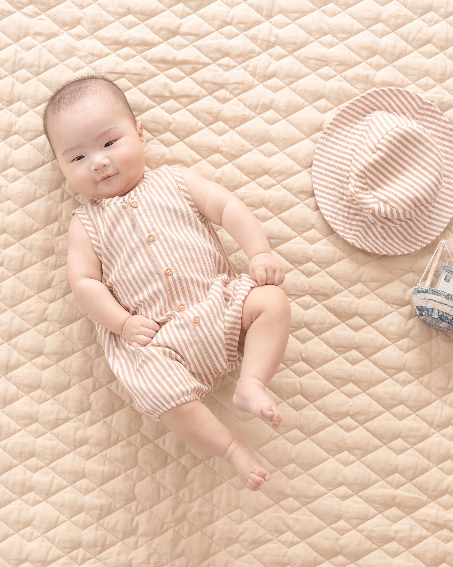 Minihaha Brady Stripe Woven Romper Caramel Stripe