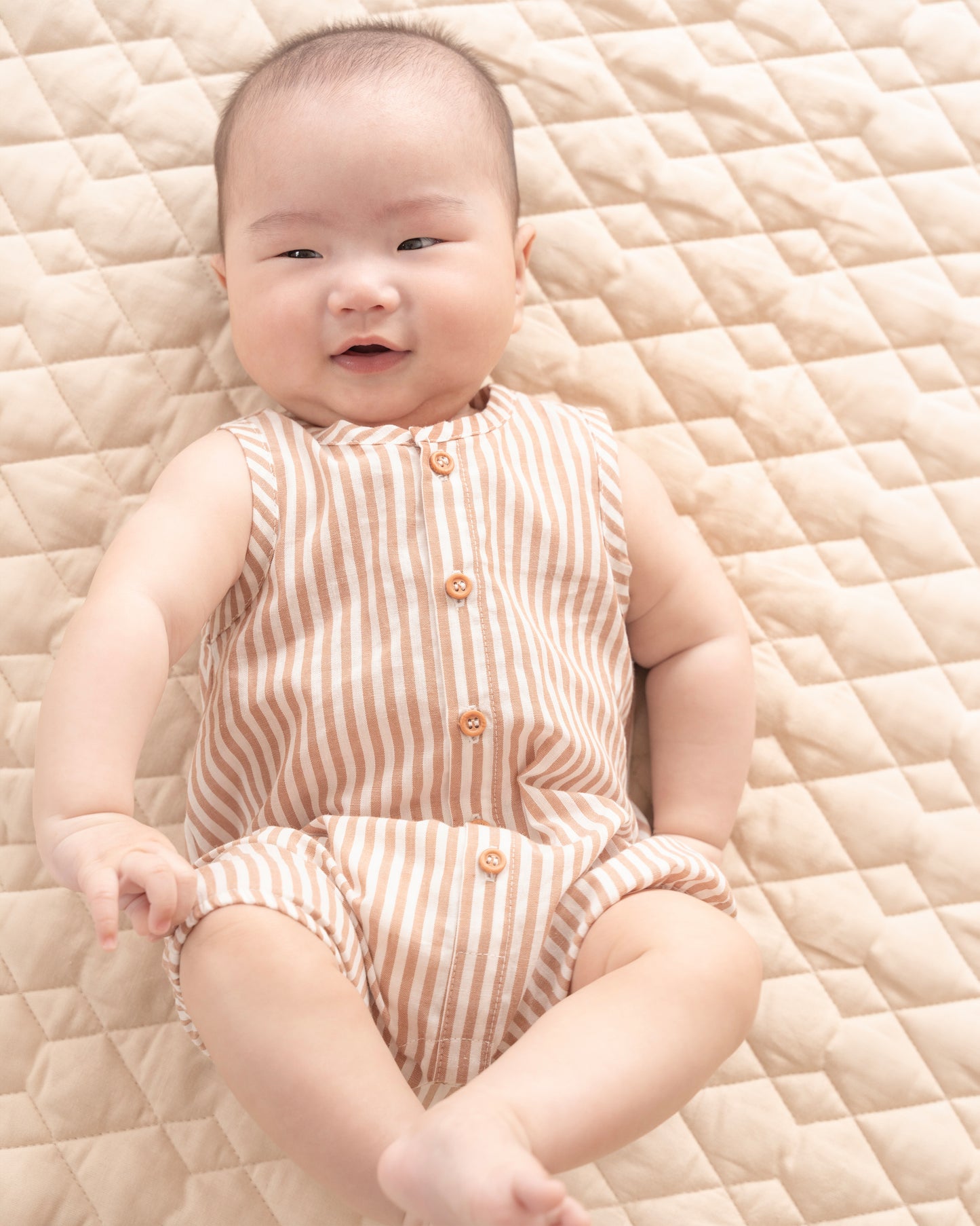 Minihaha Brady Stripe Woven Romper Caramel Stripe