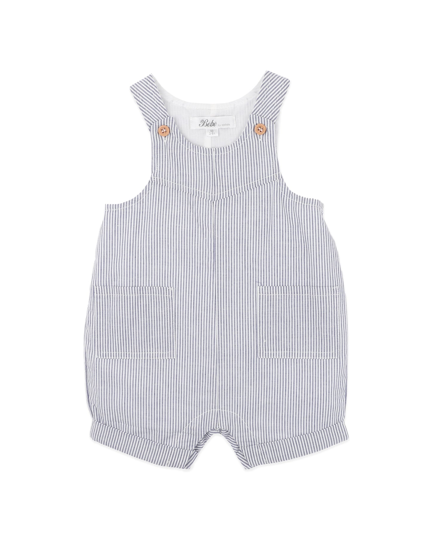 Minihaha Brady Stripe Woven Overalls Indigo Stripe