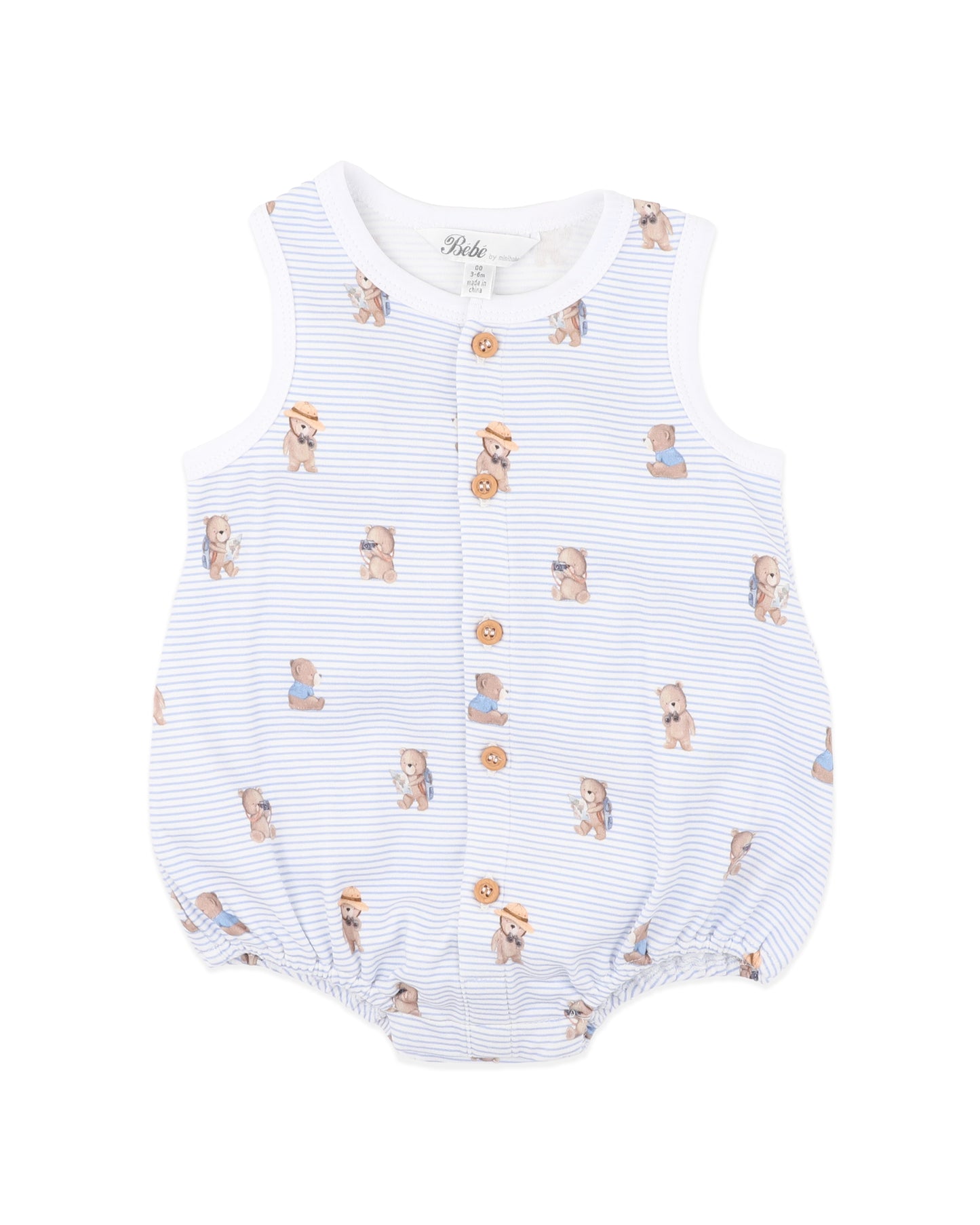 Minihaha Brady Stripe Organic Button Up Bodysuit