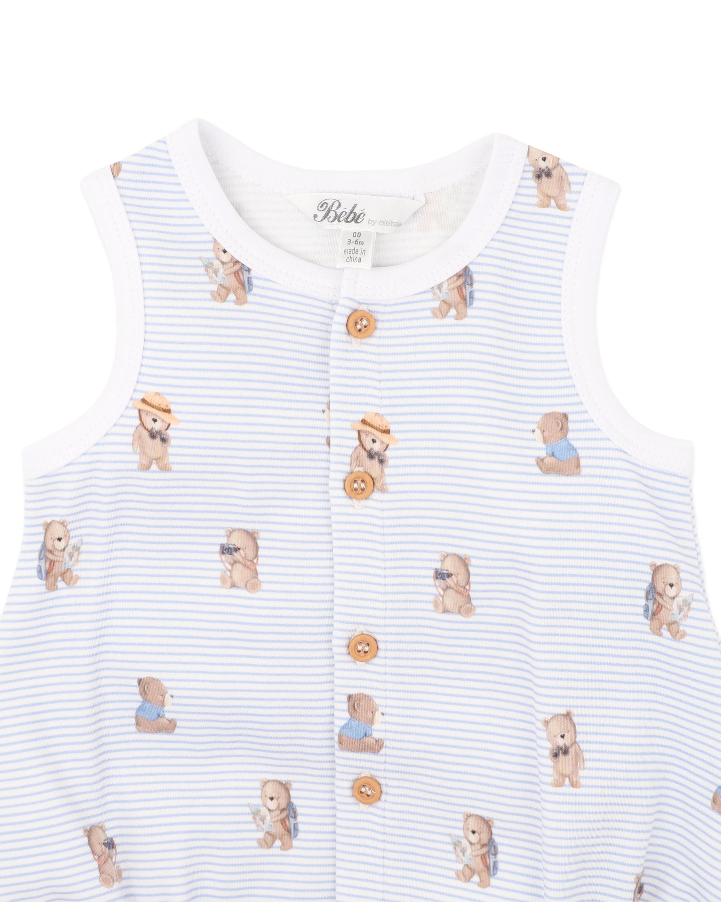 Minihaha Brady Stripe Organic Button Up Bodysuit