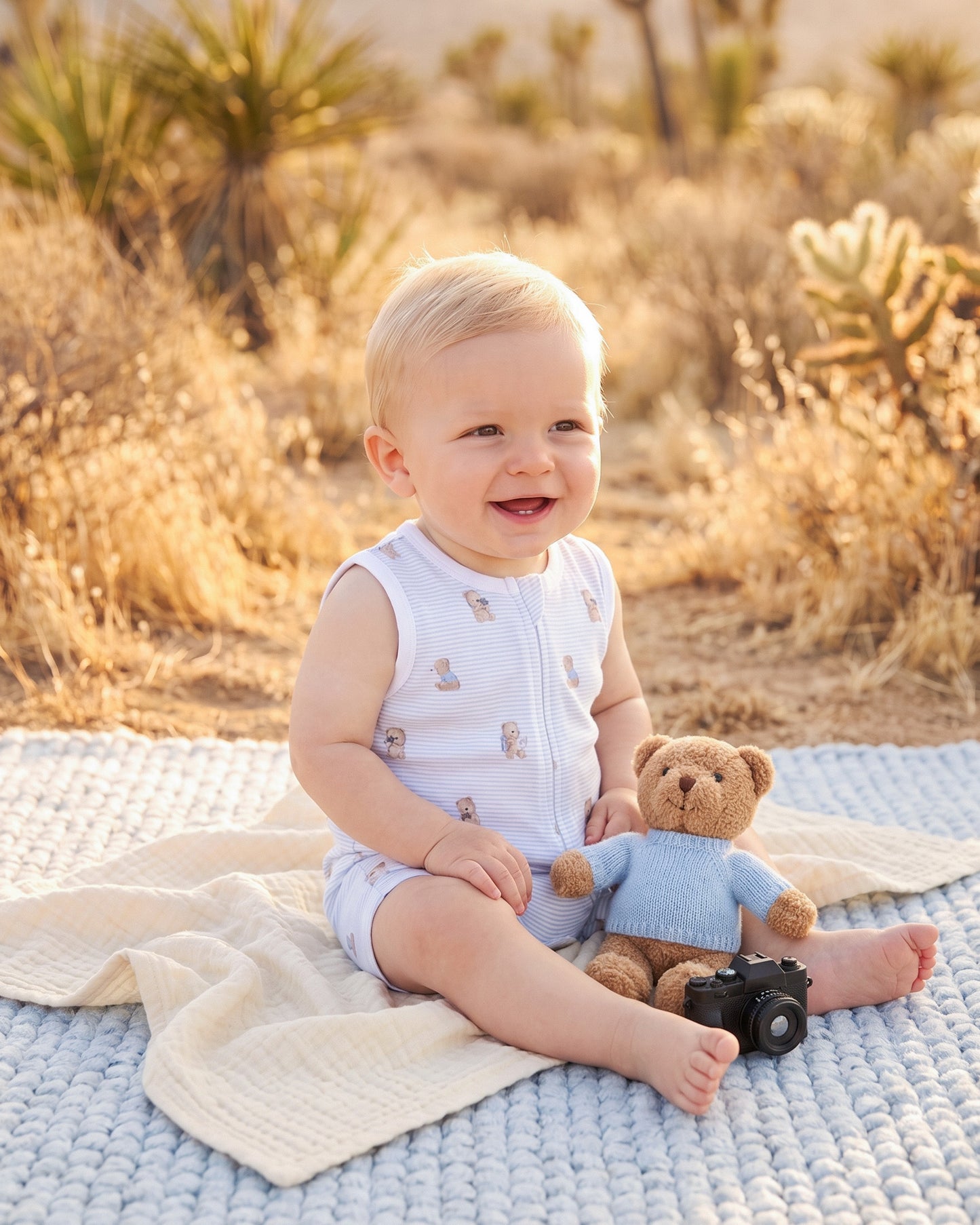 Minihaha Brady Stripe Organic Button Up Bodysuit
