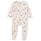 Baby onesie with animal pattern on a white background