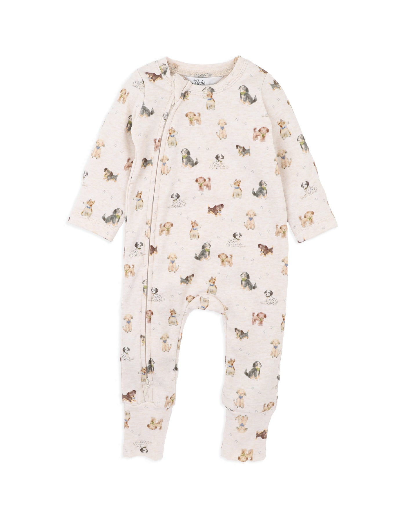 Baby onesie with animal pattern on a white background