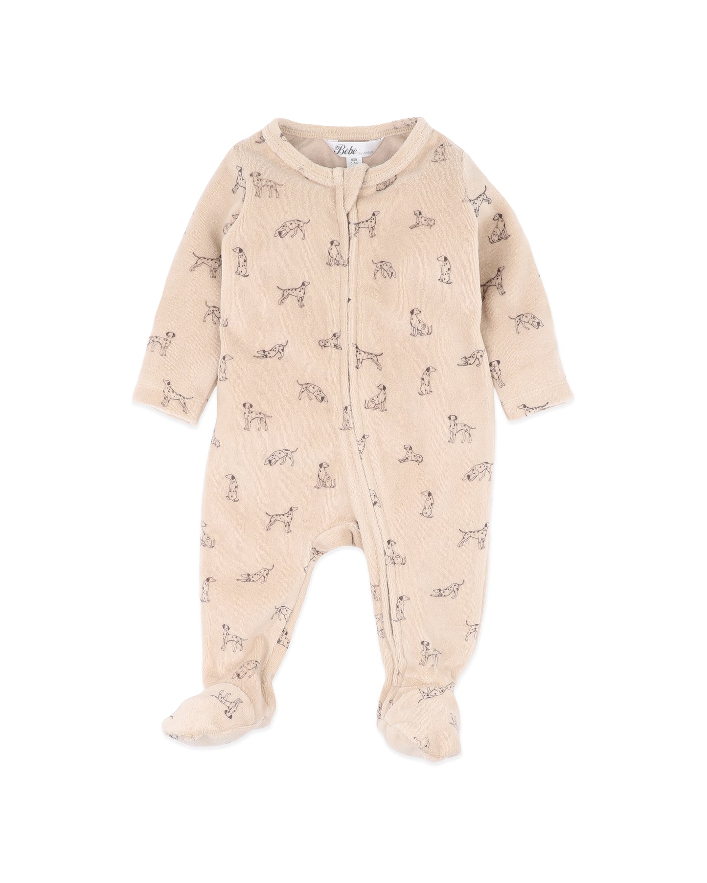 Minihaha Baby Otto Velour Zip Onesie Biscuit