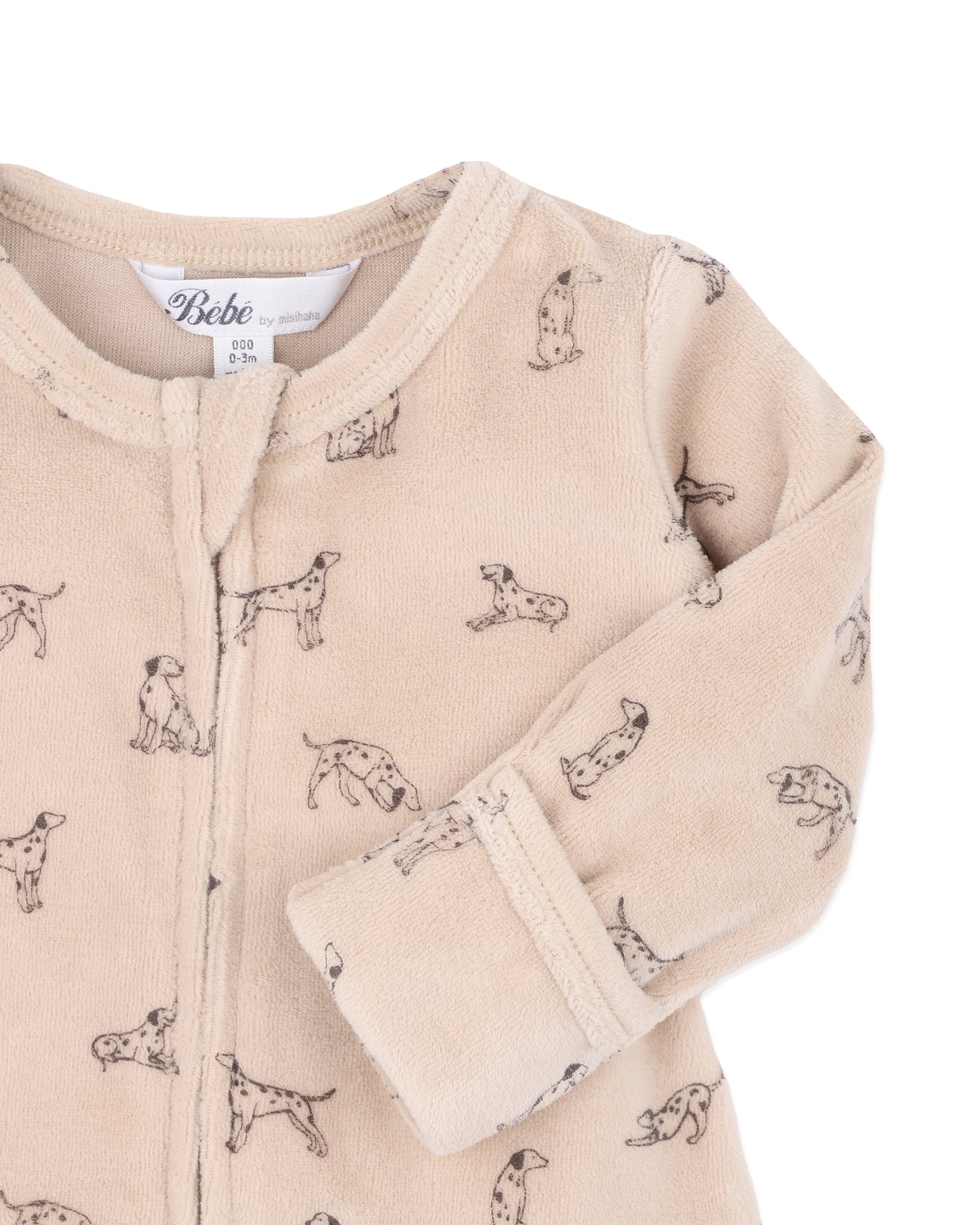 Minihaha Baby Otto Velour Zip Onesie Biscuit