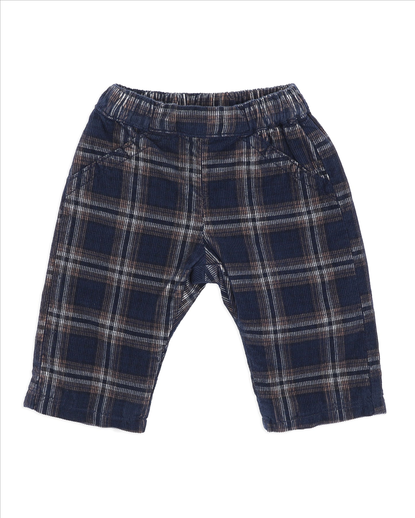 Minihaha Baby Jake Check Cord Pull On Pants Navy Check