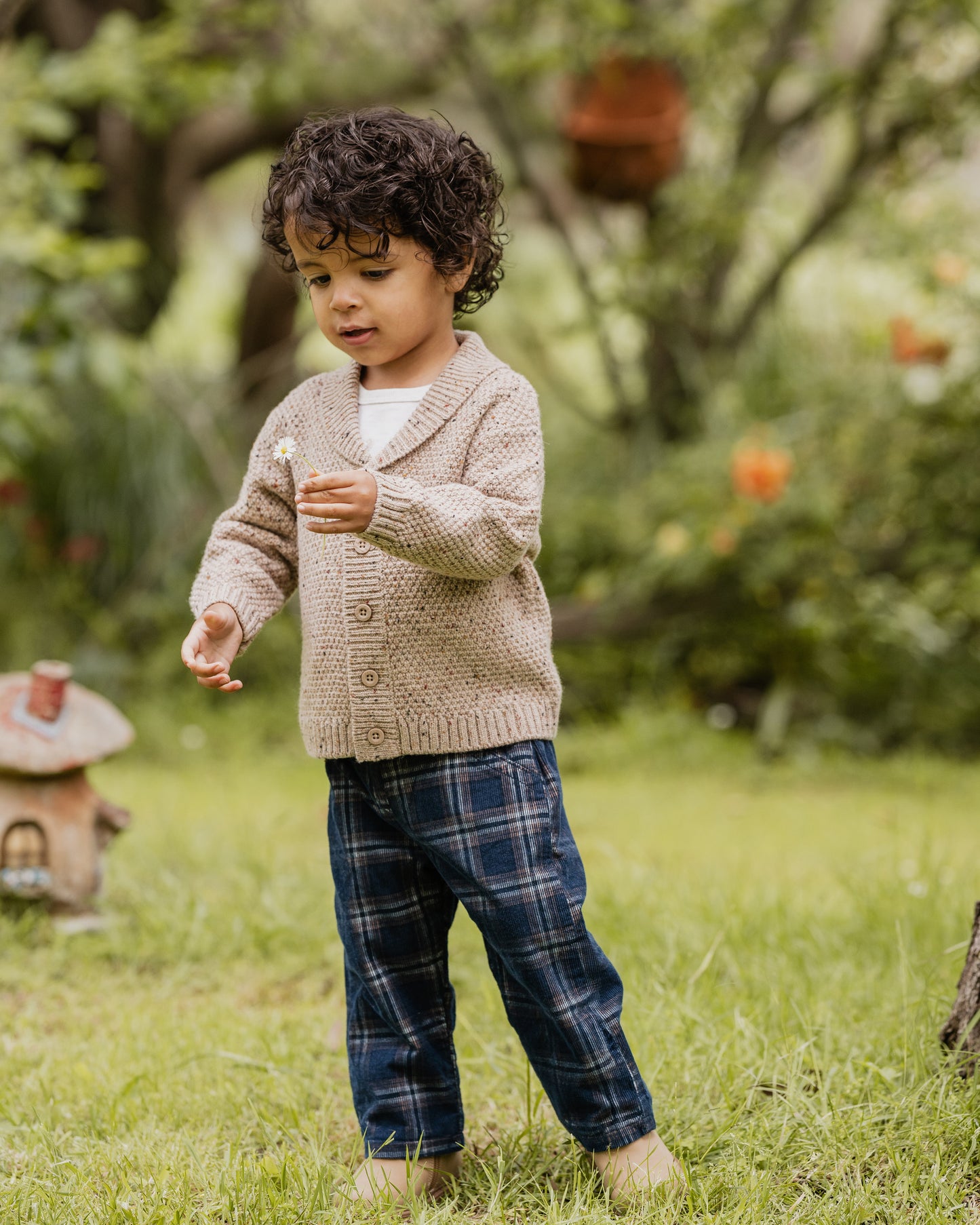 Minihaha Baby Jake Check Cord Pull On Pants Navy Check