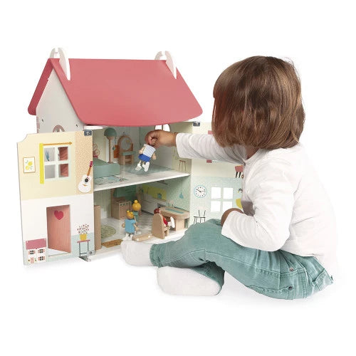 Janod Dolls House with Furniture & Family