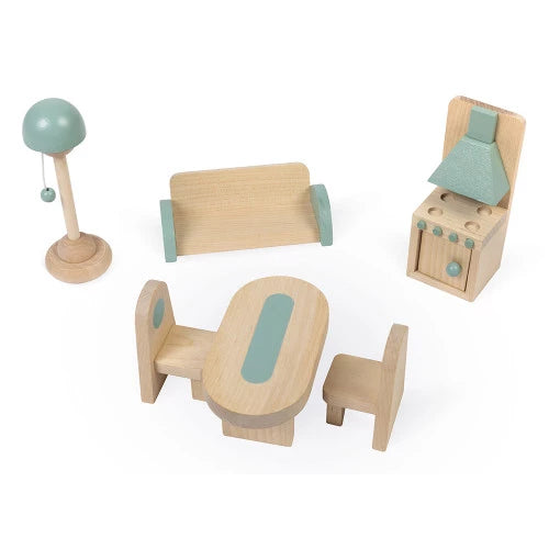 Janod Dolls House with Furniture & Family