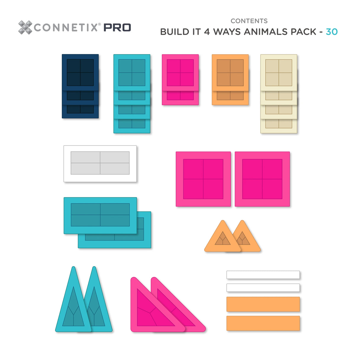 Connetix PRO Build It 4 Ways Animals Pack 30 pc