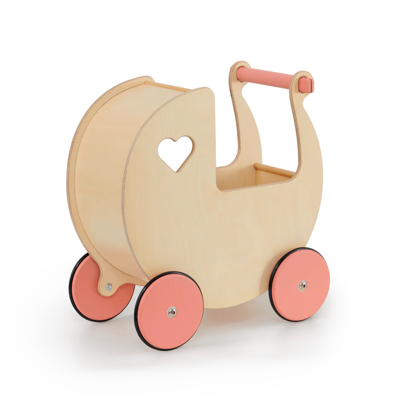 Moover Classic Doll Pram Natural & Pink