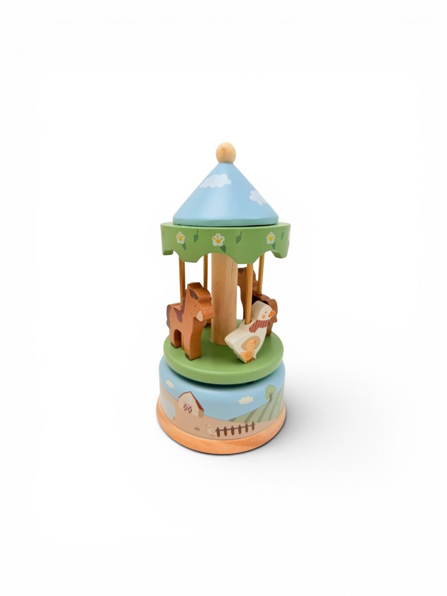 Wooden Farm Carousel Music Box