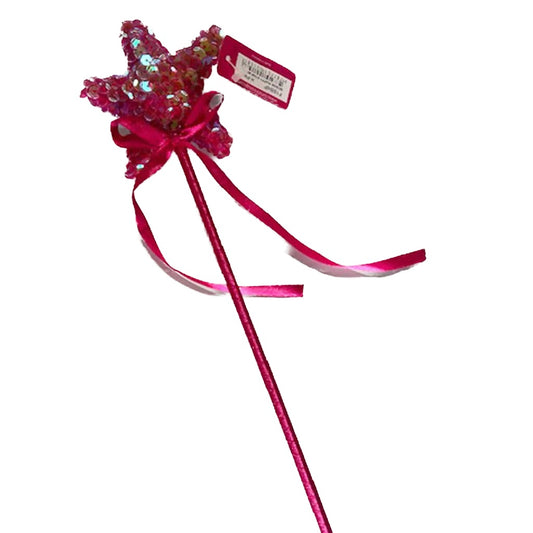 Sequin Puffy Star Wand Hot Pink
