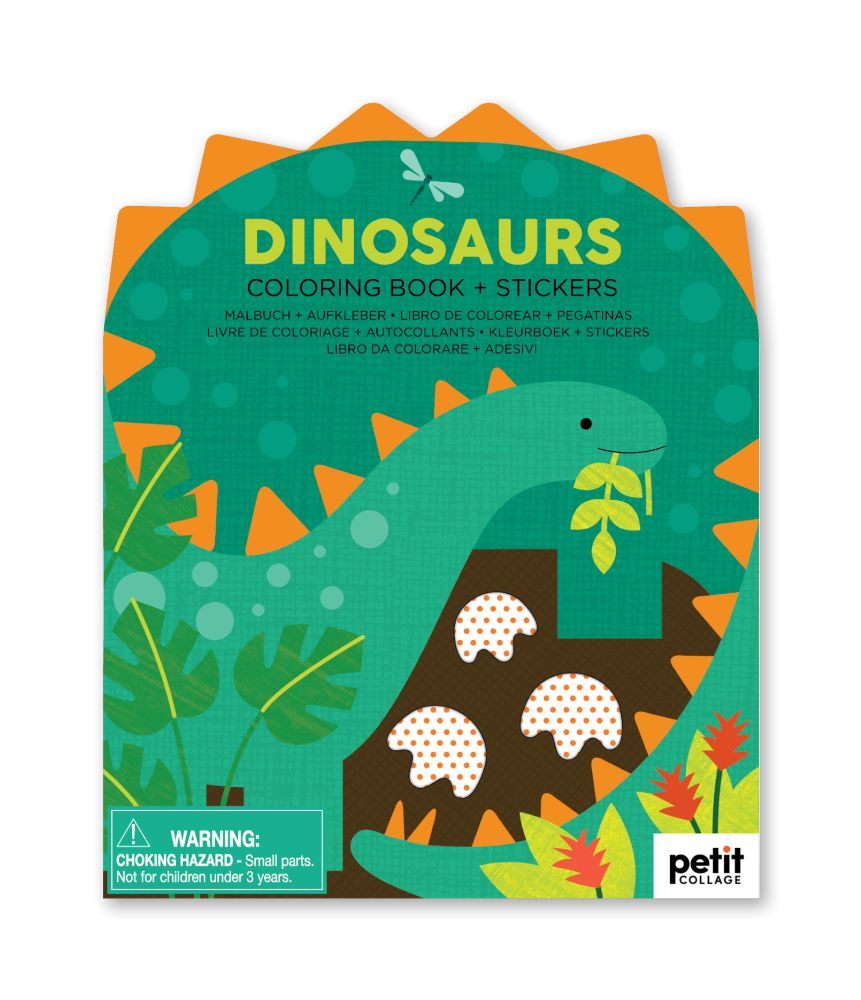 Le Petite Collage Colouring Book with Stickers Dinosaurs