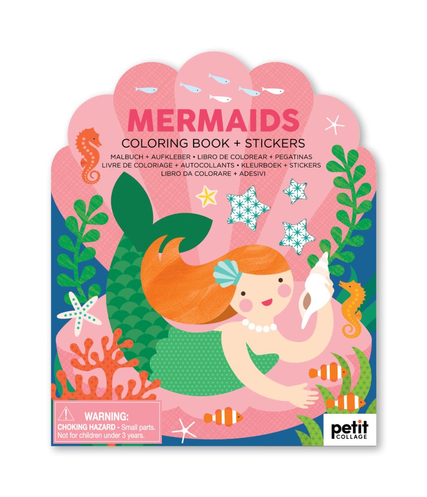 Le Petite Collage Colouring Book with Stickers Mermaids