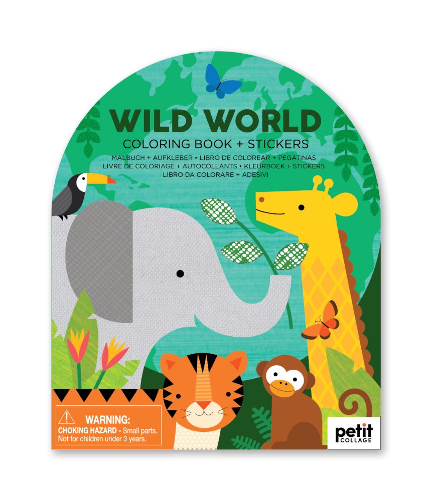 Le Petite Collage Colouring Book with Stickers Wild World
