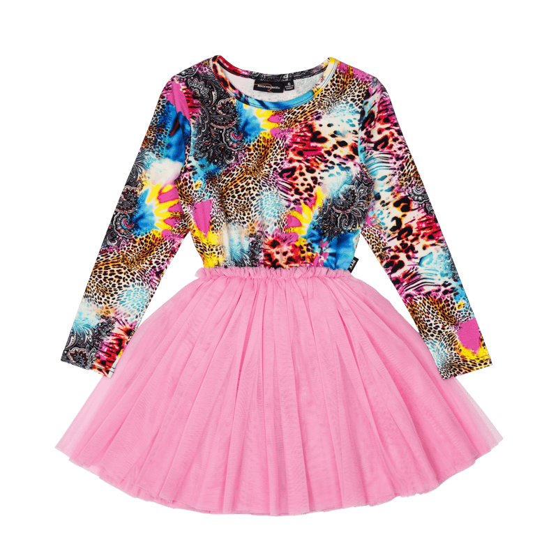 Rock Your Kid Abstract Leopard Long Sleeve Circus Dress