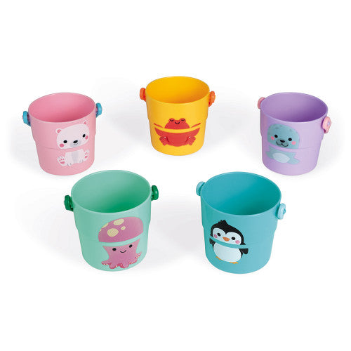 Janod Five Bath Activity Buckets Ocean