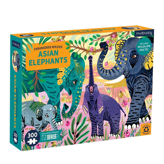 Endangered Species Asian Elephants Puzzle 300pce