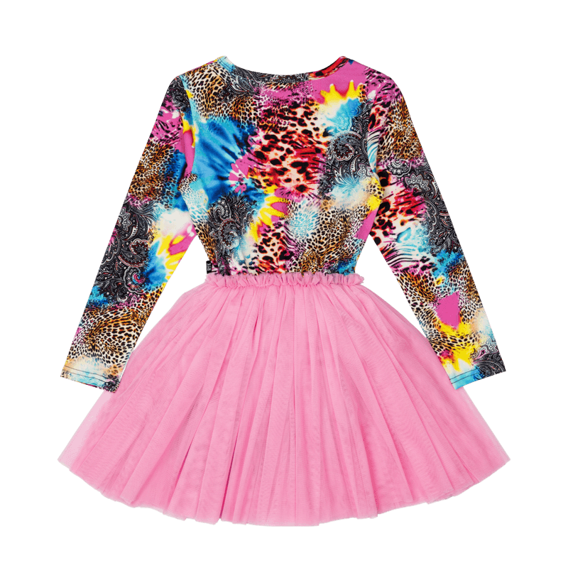 Rock Your Kid Abstract Leopard Long Sleeve Circus Dress