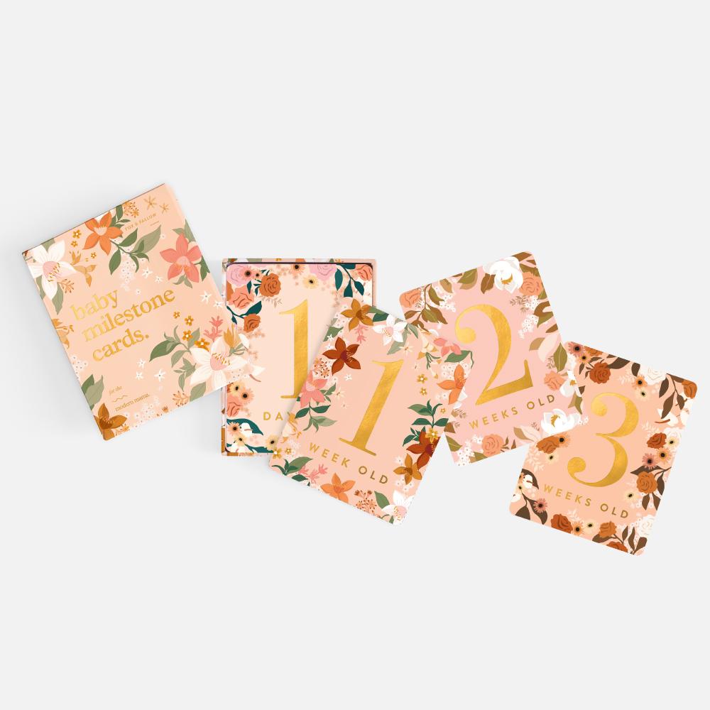 Baby Milestone Card Set Floral