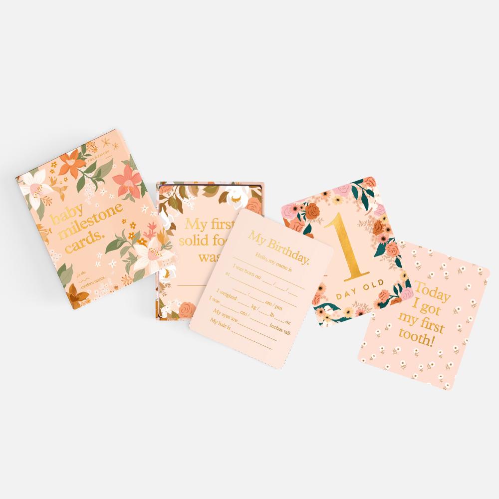 Baby Milestone Card Set Floral