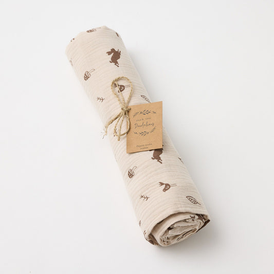 Over the Dandelions Swaddle Organic Muslin Woodlands
