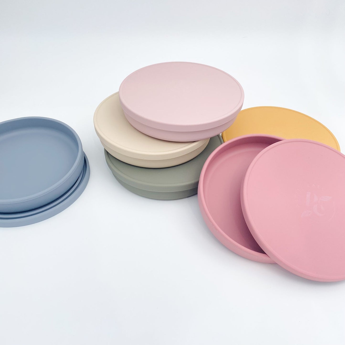 Petite Eats Silicone Plate with Lid Dusky Rose