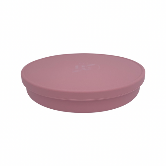 Petite Eats Silicone Plate with Lid Dusky Rose