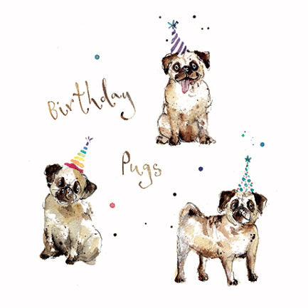 Birthday Pugs Greeting Card