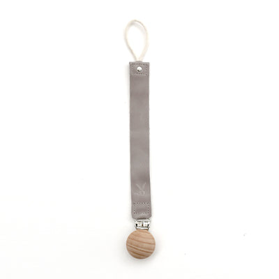 Burrow & Be Leather Pacifier Clip Grey