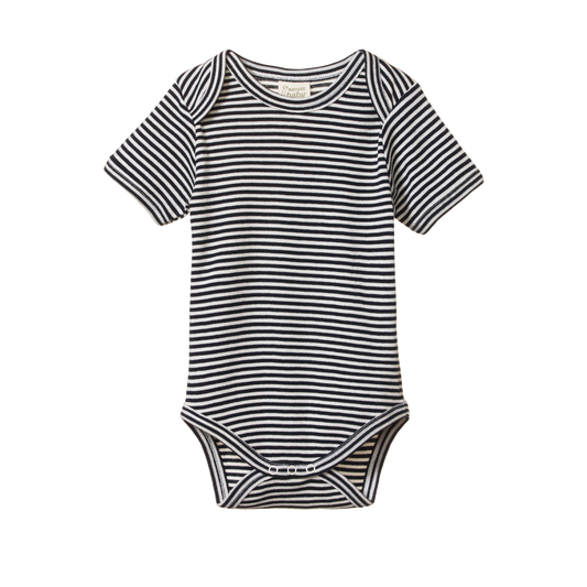 Nature Baby Short Sleeve Bodysuit Navy Stripe