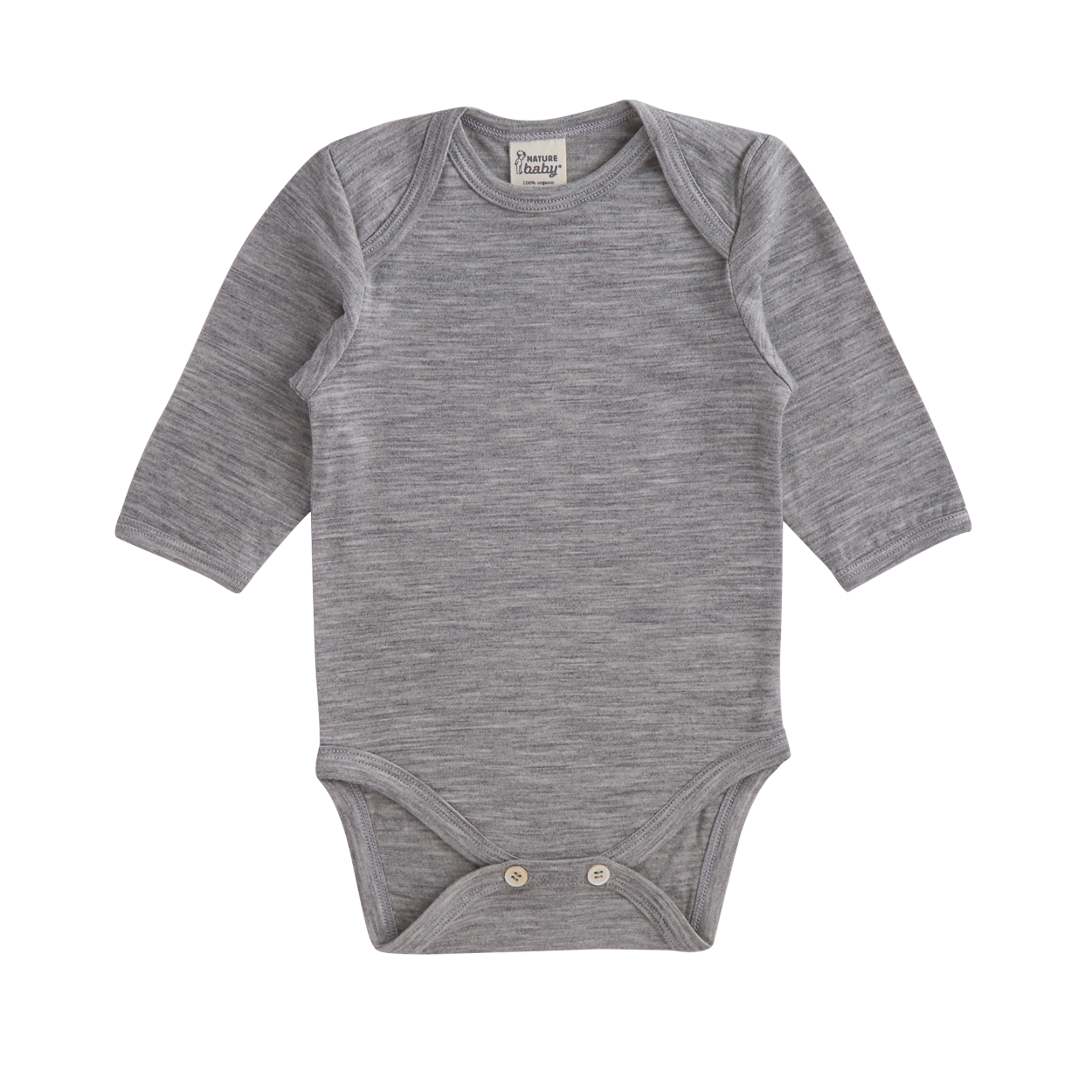 Nature Baby Merino Essential Long Sleeve Bodysuit Grey Marl