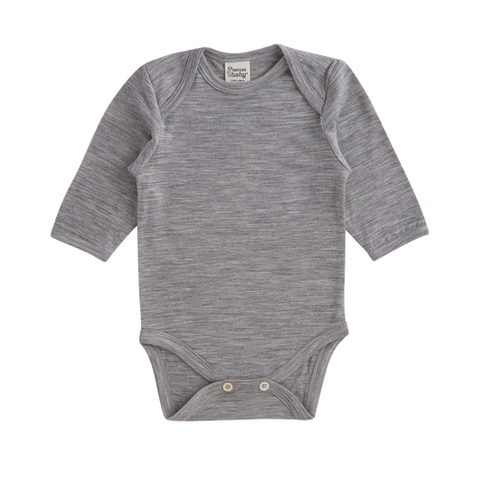 Nature Baby Merino Essential Long Sleeve Bodysuit Grey Marl