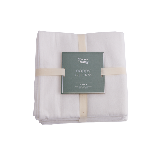 Nature Baby Organic Cotton & Bamboo Nappy Square 6 pack