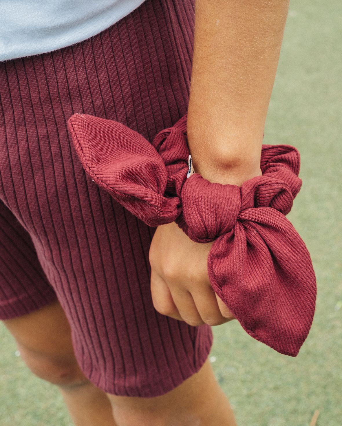 The Girl Club Dark Plum Rib Stretch Shorts