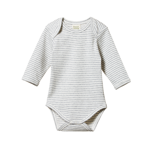 Nature Baby Long Sleeve Bodysuit Grey Marl Stripe