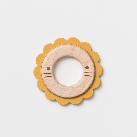 Over the Dandelions Lee the Lion Teether Wood + Silicone