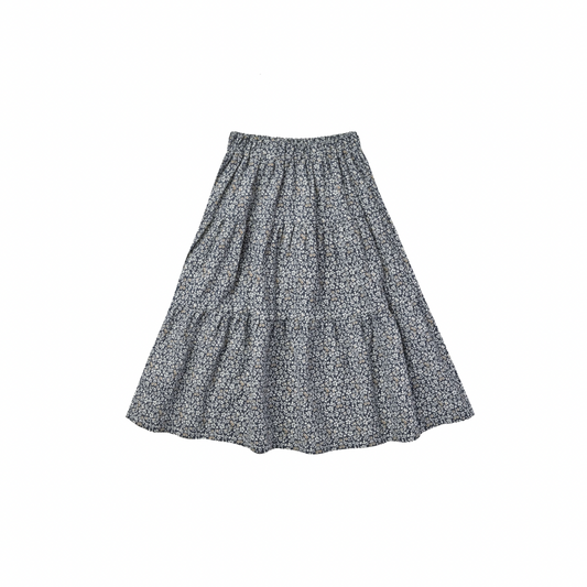 Rylee & Cru Tiered Midi Skirt Blue Floral