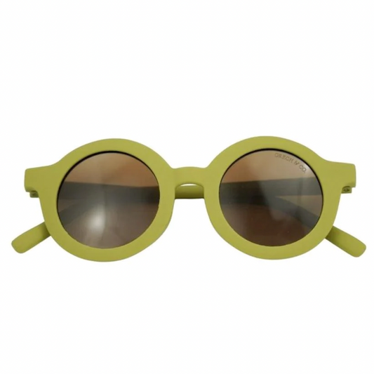 Grech & Co Round Polarised Sunglasses Chartreuse