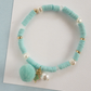 Lauren Hinkley Pom Pom and Pearl Elastic Bracelet - Aqua Blue