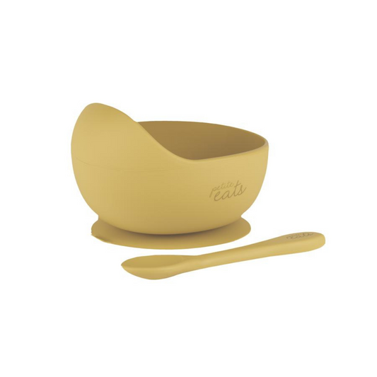 Petite Eats Silicone Bowl and Spoon Mustard