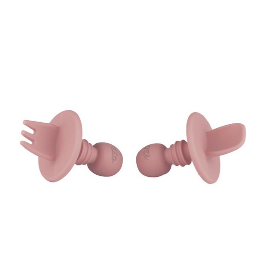 Petite Eats Silicone Cutlery Set Dusky Rose