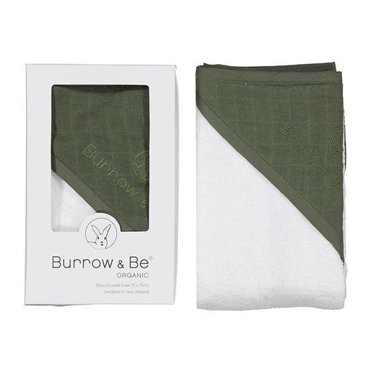 Burrow & Be Baby Hooded Towel Olive