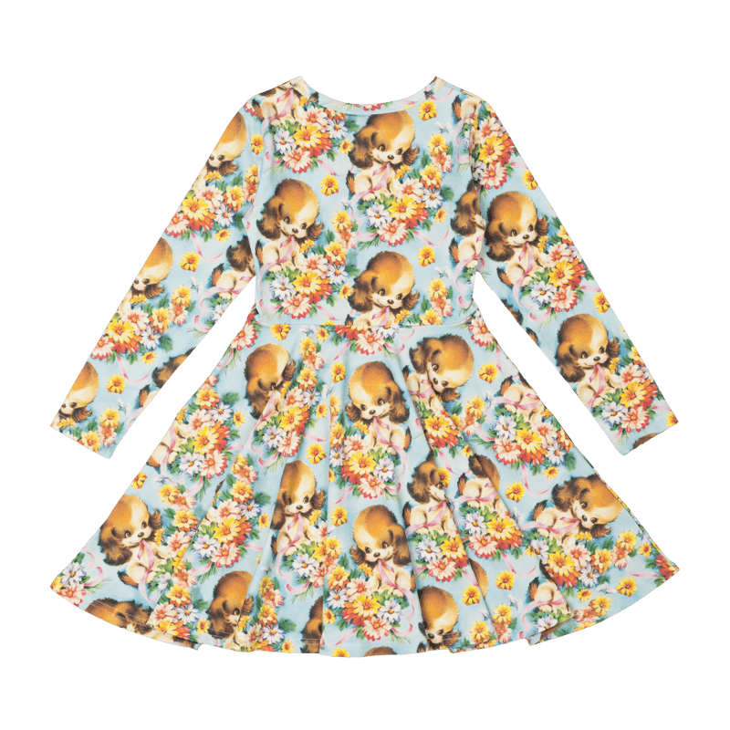 Rock Your Kid Puppy Love Long Sleeve Waisted Dress