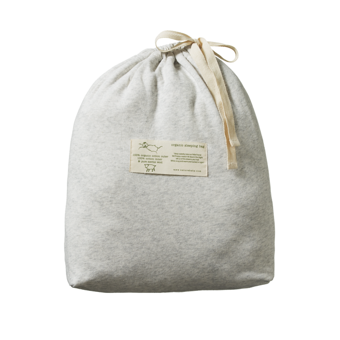 Nature Baby Quilted Cotton & Merino Duvet Sleeping Bag Light Grey Marl