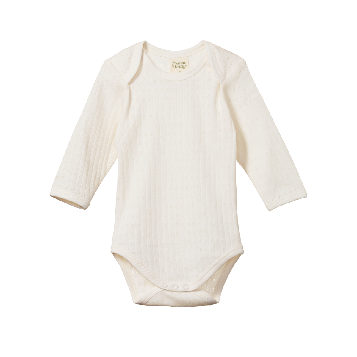 Nature Baby Merino Essential Long Sleeve Bodysuit Pointelle Natural