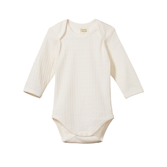 Nature Baby Merino Essential Long Sleeve Bodysuit Pointelle Natural